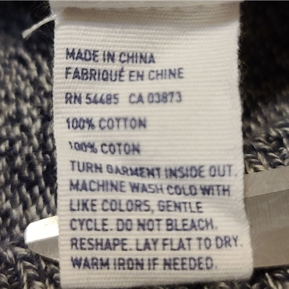 AE Mock Neck Cotton Sweater Navy Grey Large - Picture 6 of 6